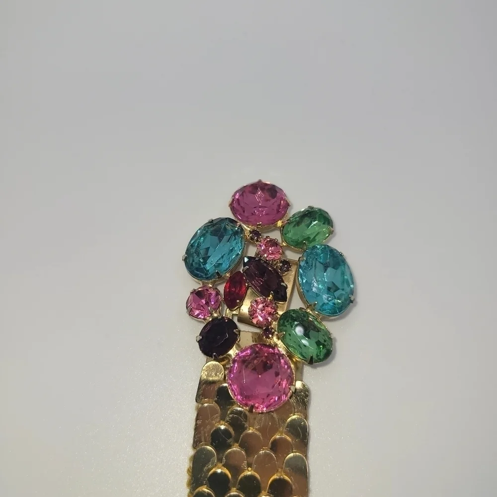 Gold Tone Metallic Rhinestone Belt Y2K Bling Embellished